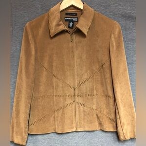 Norton McNaughton petite 4P blazer jacket stretch, brown faux suede